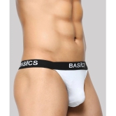 BASIICS By La Intimo - White BCSTH01 Spandex Mens Thongs ( Pack of 1 ) - None