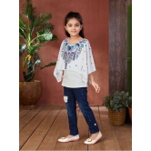 Aarika Pack of 1 Girls Georgette Top With Jeans ( White & Blue ) - None