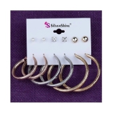 Silver Shine Stylish Fashion Earring Combo 3 Bali With 3 Studs Set For Women Girls - Multi Color