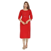 HIGHLIGHT FASHION EXPORT - Red Rayon Womens Straight Kurti - XXL