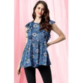 Janasya - Blue Georgette Womens Regular Top ( Pack of 1 ) - S