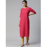 SVARCHI - Pink Cotton Womens Straight Kurti ( Pack of 1 ) - None