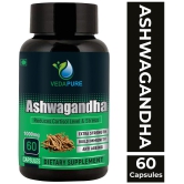 VEDAPURE Ashwagandha ( Withania somnifera ) General Health, Anxiety & Stress Relief, Energy & Endurance- 60 capsules (Pack of 1)