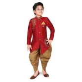 Ahhaaaa Ethnic Wear Hand Work embroidery Sherwani/Indo Western With Dhoti Pant For Kids and Boys - None