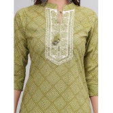 JC4U Cotton Embroidered Straight Womens Kurti - Green ( Pack of 1 ) - None