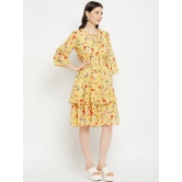 Floral Printed Tie-Up Neck Layered Fit & Flare Dress