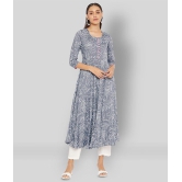 Tissu - Light Grey Rayon Womens Flared Kurti ( Pack of 1 ) - XS