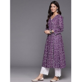 Varanga Cotton Printed Anarkali Womens Kurti - Purple ( Pack of 1 ) - None