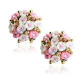 Youbella Jewellery Gold Plated Flower Shape Resin Stud Earrings For Women - Multi Color