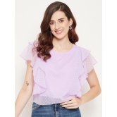 Women Lavender Ruffles Georgette Crop Top