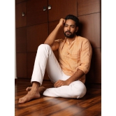 Men Orange Hemp Short Kurta