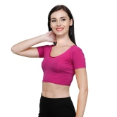 Vami Women's Cotton Stretchable Readymade Blouses - Fuchsia L