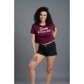 Satan In High Heels Printed Maroon Crop Top for Women S