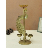 Artisan-Crafted Peacock Tealight Holder: Graceful Illumination for Your Space
