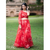 Red Organza Lehenga by Dorie
