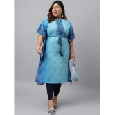 Janasya Georgette Printed Kaftan Womens Kurti - Blue ( Pack of 1 ) - None