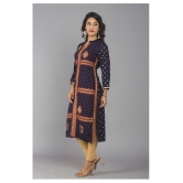 Frionkandy - Navy Rayon Womens Straight Kurti - S