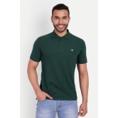 Solid Men Polo Neck Dark Green T-Shirt