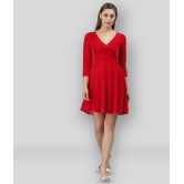 Selvia - Red Velvet Womens Wrap Dress ( Pack of 1 ) - None