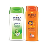 Yuthika Aloe Vera Body Lotion 200ml and Sunscreen Lotion SPF 30 PA+++ with UVA & UVB Protection - 300ml