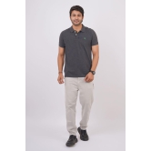 Men's Charcoal Melange Embroidery Polo T-Shirt