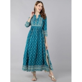 KIPEK - Turquoise Rayon Women's Anarkali Kurti ( Pack of 1 ) - None