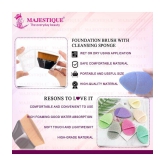 Majestique Flat Foundation Brush With Facial Cleaning Sponge (Pack Of 2) Color May Vary