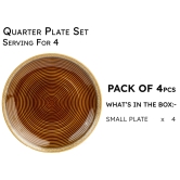 Reactive Handpainted Premium Ceramic 4 Small Plates | Quarter Plates | Stoneware | Microwave and Dishwasher Safe | Pack of 4 | Peanut Brown