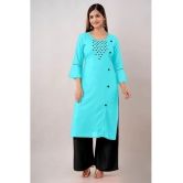 Kapadia - Light Blue Rayon Womens Straight Kurti ( Pack of 1 ) - None