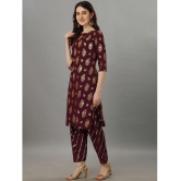 gufrina Rayon Printed Kurti With Salwar Womens Stitched Salwar Suit - Wine ( Pack of 1 ) - None