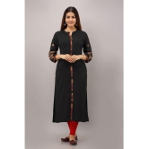 Preksha - Black Rayon Womens Front Slit Kurti ( Pack of 1 ) - None