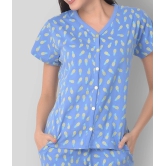 Clovia - Blue Cotton Womens Nightwear Nightsuit Sets ( Pack of 2 ) - 2XL