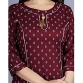 Smien - Maroon Rayon Womens A-line Kurti ( Pack of 1 ) - None