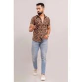 Frionkandy 100% Cotton Regular Fit Printed Half Sleeves Mens Casual Shirt - Brown ( Pack of 1 ) - None