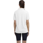 Women Solid Polo Neck Polyester White T-Shirt