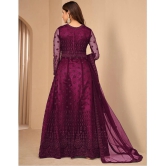 A TO Z CART Magenta Flared Net Womens Semi Stitched Ethnic Gown ( Pack of 1 ) - None