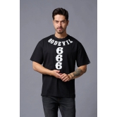 Go Devil 666 (in White) Printed Black Oversized T-Shirt for Men M