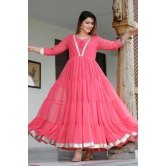 Hot Pink Hand Block Printed Anarkali Set L