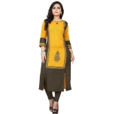 Vbuyz - Yellow Cotton Womens Front Slit Kurti ( Pack of 1 ) - None