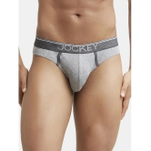 Jockey 8044 Men Super Combed Cotton Rib Solid Brief with Ultrasoft Waistband - Grey Melange - None