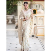 Apnisha Silk Woven Saree With Blouse Piece - White ( Pack of 1 ) - White