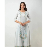 MAUKA - Silver Cotton Womens A-line Kurti ( Pack of 1 ) - None