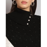 eWools.in Woollen Round Neck Women''s Ponchos & Capes - Black ( ) - None