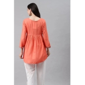 HIGHLIGHT FASHION EXPORT - Peach Rayon Womens A-line Kurti ( Pack of 1 ) - L