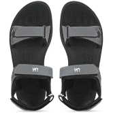 UrbanMark Men Comfortable Black Synthetic Floater Sandals - Grey - None