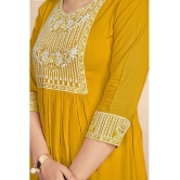 Glomee - Yellow Rayon Women''s Nayra Kurti ( Pack of 1 ) - None