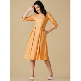 Glomee - Yellow Cotton Women''s A-line Dress ( Pack of 1 ) - None