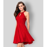 Addyvero - Red Cotton Lycra Womens Skater Dress ( Pack of 1 ) - L