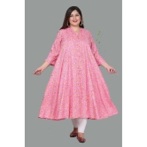 Swasti Cotton Blend Printed Shirt Style Womens Kurti - Pink ( Pack of 1 ) - None