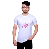 NITYANAND CREATIONS Round Neck White Holi T-Shirt for MEN-HOLI-T-SHIRT-11539-M